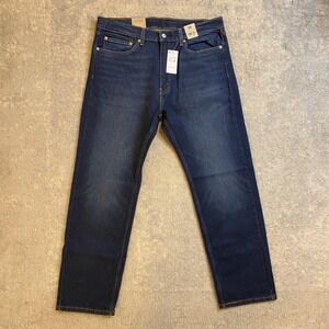 Levis 505 Jeans Mens 36x30 Blue Dark Wash Regular Straight Leg Stretch Denim